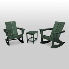 St Croix 3pc Modern Adirondack Rocking Chair Set Green Polywood Adirondack Rocking Chair Modern Adirondack Rocking Chair Set