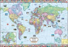 World Map Political Wall Chart Paper Print