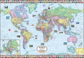 world map political wall chart paper print