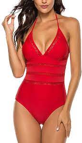 Amazon Com Alinemyer One Piece Swimsuits For Women Halter V Neck Monokini Swimwear Bathing Suit Clothing Monokini Badeanzuge Einteiliger Badeanzug Badeanzug