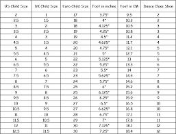 Size Chart For Toddler Ballet Shoes Target Junior Sizing