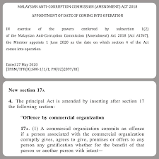 1.1 the purpose of this policy is to provide information and practical guidelines to the directors and employees of nando's chickenland malaysia sdn. Malaysia S Corporate Liability Provision Confirmed In Force On 1 June 2020
