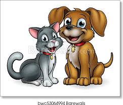 Cartoon cat is a character of trevor henderson. Cat And Dog Pets Cartoon Characters Art Print Barewalls Posters Prints Bwc53064994