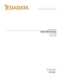 Data Dictionary Teradata Documentation Manualzz