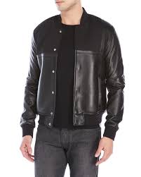 Emporio Armani Mixed Media Bomber Jacket Jackets Bomber Jacket Leather Jacket