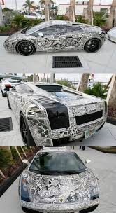 Black And White Graffiti Custom Black White Graffiti Lamborghini Cool Sports Cars Lamborghini Sports Cars
