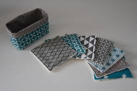 Lot De 7 Lingettes Lavables Panier De Rangement Eponge Et Tissu Coton Tons Gris Vert Turquoise Et Blanc Soin Lingettes Lavables Lingette Couture Piece