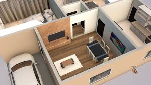 Planta Simples 3d Dois Quartos Planta 3d De Casa Projeto De Cozinha Americana Planta De Casas Simples