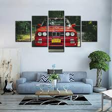 Framed 5 Panels Bmw E30 M3 Painting Printed Canvas Wall Art Home Decor Posters Prints Cars Canvas Wall Art Customized Canvas Art Wall Canvas