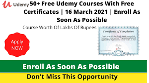 100% verified udemy coupons for free. 50 Free Udemy Courses With Free Certification 16 March 2021 Enroll As Soon As Possible Rankedia