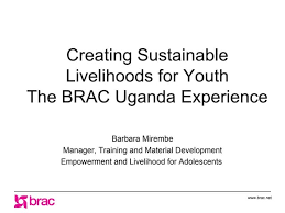AMERMS Workshop 22: Sustainable Livelihoods for Youth (PPT by Barbara  Mirembe)
