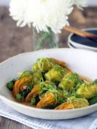 You may find zucchini blossoms at a farmers market. Steamed Stuffed Zucchini Flowers Chinese Dumpling Style Belly Rumbles