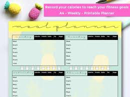 Weekly Meal Planner Pineapple Design Macro Tracker Goal Tracker Weekly Planner Printable Fitness Planner 2019 Macro Meal Planner Macro Meal Planner Weekly Planner Printable Printable Planner