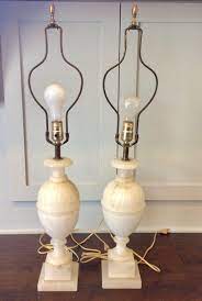 Due to the natural element of alabaster, variations in color and pattern will occur. Pair Of Vintage Alabaster Lamps Alabaster Lamps Vintage Pair Of Lamps Vintage Lighting Traditional Home Decor Stone Lamps White Stone Lamps Stone Decor Stone Lamp Alabaster Lamp