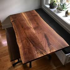 Book Matched Walnut Kitchen Table By Urbn Timber At Private Residence Los Angeles Walnut Kitchen Table Industrial Style Coffee Table Table