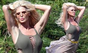 Photogallery of victoria silvstedt updates weekly. Victoria Silvstedt Rocks Olive Swimsuit For Outdoor Photoshoot In St Barts Daily Mail Online