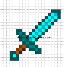 Coloriage en pixel a imprimer maincraft : Minecraft Pixel Art Templates Diamond Sword Epee Minecraft Pixel Art Minecraft Dessins Minecraft