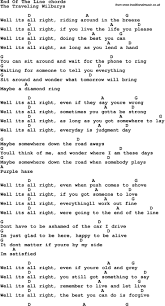 Song Lyrics With Guitar Chords For End Of The Line Guitar Chords For Songs Guitar Songs Guitar Chords And Lyrics