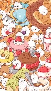 Molang Cake Cookies Snacks Dessert Kawaii Wallpaper Molang Wallpaper Cute Wallpapers