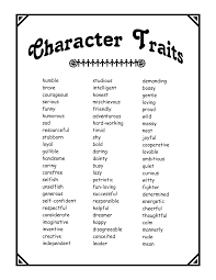 b character b traits pdf character traits list