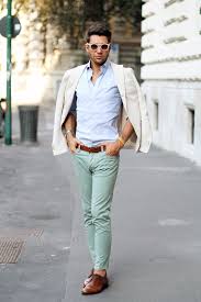 Men S Beige Blazer Light Blue Long Sleeve Shirt Mint Chinos Brown Leather Derby Shoes Summer Smart Casual Mens Fashion Summer Mens Fashion Casual Summer