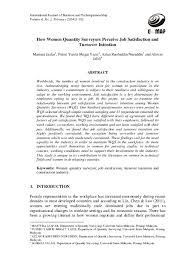 Obtaining chartered status increases both your job and salary prospects. Pdf How Women Quantity Surveyors Perceive Job Satisfaction And Turnover Intention Alireza Jalali Academia Edu