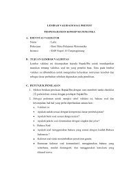 Contoh lembar validasi bahan ajar. Lembar Validasi Soal Essay Matematika Masnurul
