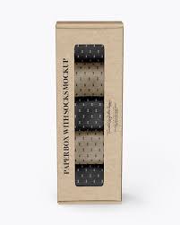 Kraft Paper Box With Socks Mockup In Box Mockups On Yellow Images Object Mockups Mockup Free Psd Mockup Psd Free Psd Mockups Templates