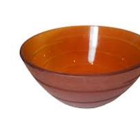 Ethan Allen 10" Amber Orange Textured Glass Bowl Italy