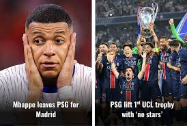 1 year ago, Mbappe left PSG for Real Madrid. Last weekend, PSG lifted the  Champions League trophy with no 'stars'. For years, they chased the biggest  names in world football. Neymar. Messi.