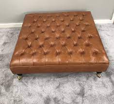 Get inspired by these coffee tables for your master decoration! Extra Large Genuine Leather Chesterfield Footstool Deep Buttoned Ottoman Pull Up Leather Coffee Table Amazon Co Uk Handmade