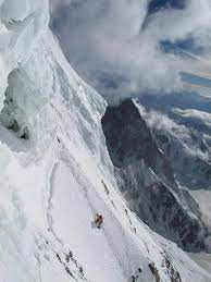 K2 summit push and the bottleneck:the bottelneck has witnessed many deaths. K2 Bottleneck Traverse Around 8300 Metres Mountain Travel Ice Climbing Outdoor Trekking