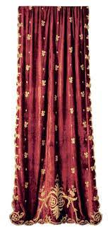Wine Velvet Curtain Panel With Gold Embroidery Brown Curtains Luxury Curtains Velvet Curtains