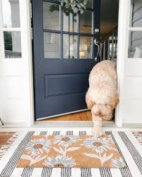 Black And White Striped Doormat Layered Door Mats Are I Love Getting These Fringed Washable Doormats To Use For Layering For Onl In 2020 Painted Front Doors White Front Door Navy Front Door