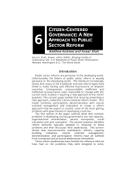 Pdf Citizen Centered Governance A New Approach To Public Sector Reform