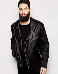Asos Faux Leather Bomber Jacket With Contrast Panels At Asos Com Faux Leather Biker Jacket Faux Leather Bomber Jacket Black Leather Biker Jacket