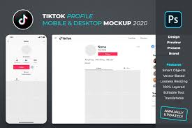 Tiktok Profile Mockup Template By Feingold Shop On Creativemarket A Premium Template For Photoshop Created To Design Previ In 2020 Mockup Template Templates Mockup