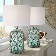 Choose from different finishes, styles, sizes, and more! Crosby Cottage Nautical Accent Table Lamps Set Of 2 Coastal Blue Green Rope Net Off White Drum Shade Decor For Living Room Bedroom House Bedside Nightstand Home Office Family 360 Lighting Amazon Com