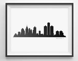 Detroit Skyline Silhouette Printable Skyline Detroit Etsy Detroit Skyline Skyline Silhouette Detroit