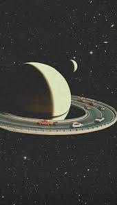 Cars Around The Earth Trippy Wallpaper Art Collage Wall Retro Wallpaper