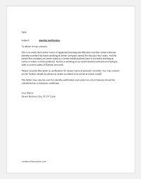 Identity Verification Letter For Various Reasons Word Excel Templates