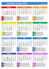 Notre calendrier lunaire 2021 vous donnera mois après mois les dates des différentes phases de lune de l'année 2021 : Calendrier Lunaire 2021 A Consulter Et Imprimer