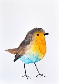 Roodborstje Waterverf Aquarel Vogel Aquarellen Aquarel Dieren