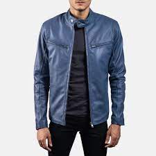 Ionic Blue Leather Biker Jacket Jasir Leathers Leather Jacket Men Blue Leather Jacket Mens Blue Leather Jacket