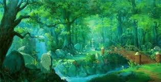Untitled Water Shrine Fountain Woods Trees River Forest Flowers Nature Scenery Bridge Lan Anime Scenery Environment Concept Art Fantasy Concept Art
