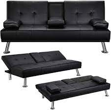 Shop the latest sofa bed couch deals on aliexpress. Amazon Com Yaheetech Convertible Sofa Bed Adjustable Couch Sleeper Modern Divets Faux Leather Home Recliner Reversible Loveseat Folding Daybed Guest Bed 2 Cup Holders 3 Angles 772lb Capacity Black Home Kitchen