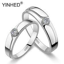 Yinhed Fashion Women And Men Open Couple Rings 2pcs 100 925 Sterling Silver Wedding Bands Jewelry Engagement Ring Set Cincin Perkawinan Aksesoris Cincin Kawin