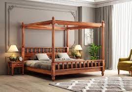 Canopy bed with free delivery to 48 states. Buy Allure Poster Bed Without Storage King Size Honey Finish Online In India Wooden Street
