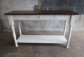 Sofa Table With One Drawer And Shelf 4 X18 30 Tall Cherry Top With Dark Brown Stain And Bright White Base White Sofa Table Sofa Table Sofa Tables