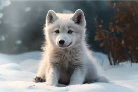 Baby wolf in snow nature. Generate Ai (3275987)